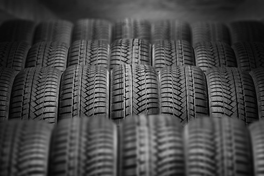 Four rows of new tires