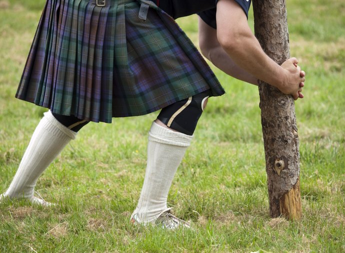 Competitor about to lift a caber